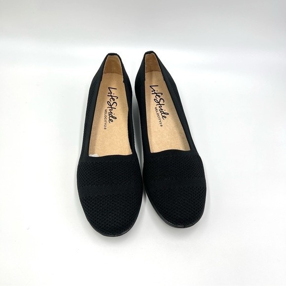 NEW LifeStride Women's Immy Black Knit Slip On Low Wedges Loafers Shoes Size 6.5 - Picture 4 of 11